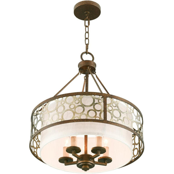 HomeRoots Five Light Dimmable Chandelier - Modern Steel Shades for Stylish Ambiance in Any Room Space 687869