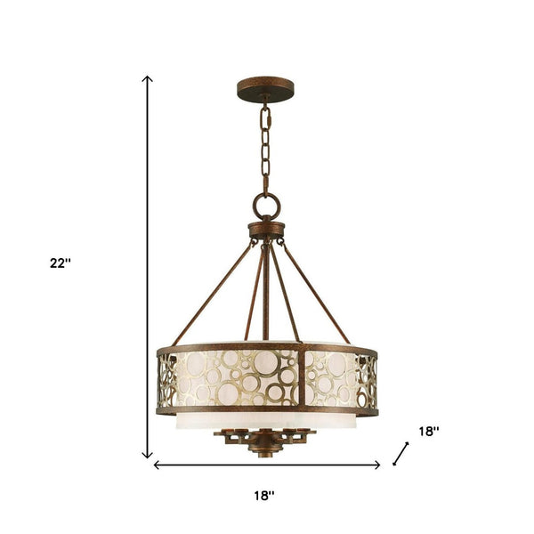 HomeRoots Five Light Dimmable Chandelier - Modern Steel Shades for Stylish Ambiance in Any Room Space 687869
