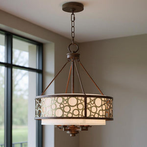 HomeRoots Five Light Dimmable Chandelier - Modern Steel Shades for Stylish Ambiance in Any Room Space 687869