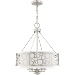 HomeRoots Nickel Five-Light Dimmable Chandelier - Elegant Cylinder Design for Versatile Home Illumination 687870
