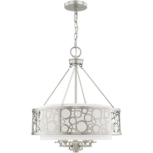 HomeRoots Nickel Five-Light Dimmable Chandelier - Elegant Cylinder Design for Versatile Home Illumination 687870