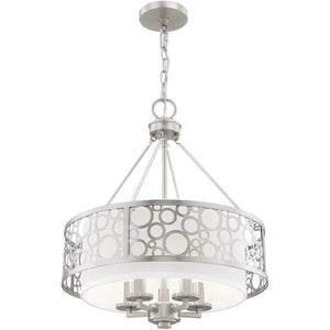 HomeRoots Nickel Five-Light Dimmable Chandelier - Elegant Cylinder Design for Versatile Home Illumination 687870