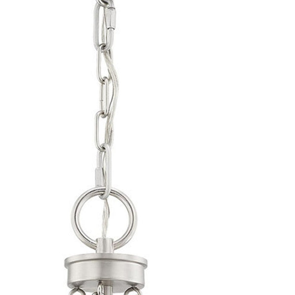 HomeRoots Nickel Five-Light Dimmable Chandelier - Elegant Cylinder Design for Versatile Home Illumination 687870