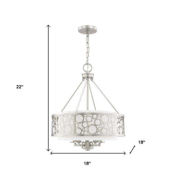 HomeRoots Nickel Five-Light Dimmable Chandelier - Elegant Cylinder Design for Versatile Home Illumination 687870