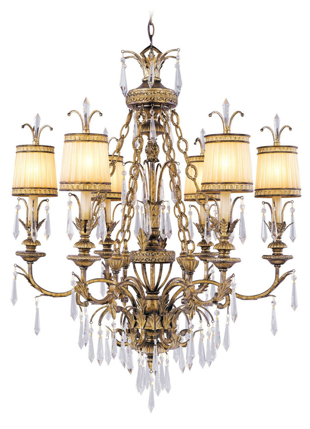 HomeRoots Gold Six-Light Dimmable Chandelier with Cylinder Shades – Elegant Modern Fixture for Any Space 687871