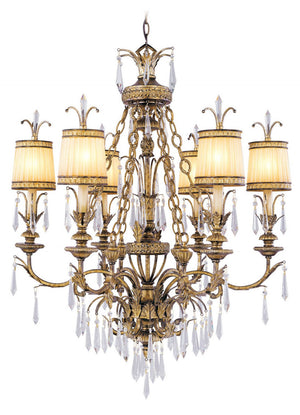 HomeRoots Gold Six-Light Dimmable Chandelier with Cylinder Shades – Elegant Modern Fixture for Any Space 687871