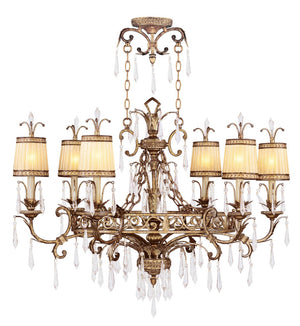 HomeRoots Gold Elegant Six-Light Dimmable Chandelier with Cylinder Shades for Luxurious Home Lighting Decor 687872