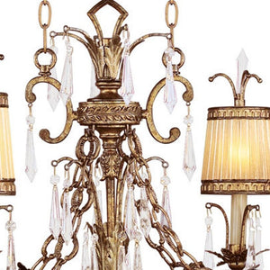 HomeRoots Gold Elegant Six-Light Dimmable Chandelier with Cylinder Shades for Luxurious Home Lighting Decor 687872