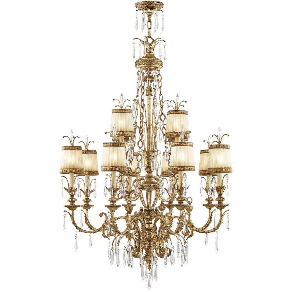 HomeRoots Gold Twelve-Light Dimmable Chandelier – Elegant Modern Design with Shades for Stunning Interiors 687873