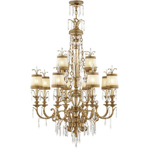 HomeRoots Gold Twelve-Light Dimmable Chandelier – Elegant Modern Design with Shades for Stunning Interiors 687873