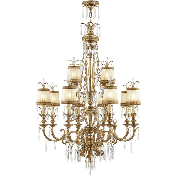 HomeRoots Gold Twelve-Light Dimmable Chandelier – Elegant Modern Design with Shades for Stunning Interiors 687873