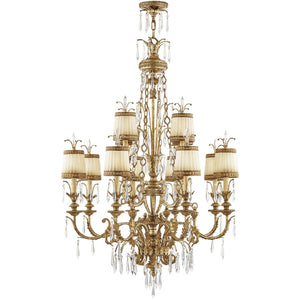 HomeRoots Gold Twelve-Light Dimmable Chandelier – Elegant Modern Design with Shades for Stunning Interiors 687873