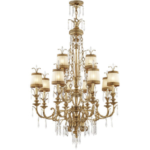 HomeRoots Gold Twelve-Light Dimmable Chandelier – Elegant Modern Design with Shades for Stunning Interiors 687873
