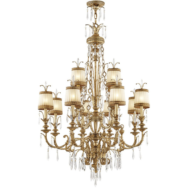HomeRoots Gold Twelve-Light Dimmable Chandelier – Elegant Modern Design with Shades for Stunning Interiors 687873