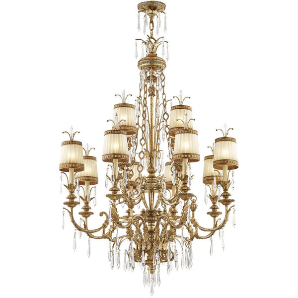 HomeRoots Gold Twelve-Light Dimmable Chandelier – Elegant Modern Design with Shades for Stunning Interiors 687873
