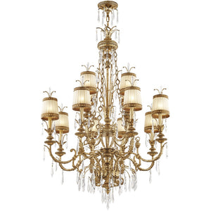 HomeRoots Gold Twelve-Light Dimmable Chandelier – Elegant Modern Design with Shades for Stunning Interiors 687873