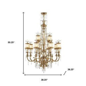 HomeRoots Gold Twelve-Light Dimmable Chandelier – Elegant Modern Design with Shades for Stunning Interiors 687873