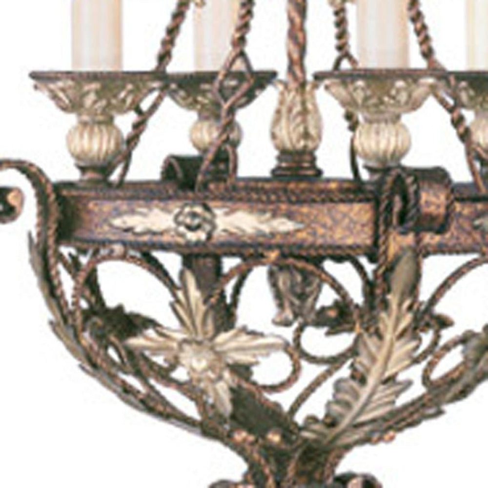 HomeRoots Bronze Four-Light Dimmable Chandelier with Cream Shades - Elegant Metal Lighting for Any Space 687875
