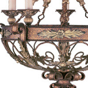 HomeRoots Bronze Five-Light Chandelier with Cream Shades - Dimmable Elegance for Dining, Hallway & More 687876