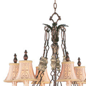 HomeRoots Bronze Elegant Six-Light Dimmable Chandelier with Cream Shades for Modern Home Illumination 687877