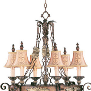 HomeRoots Bronze Elegant Six-Light Dimmable Chandelier with Cream Shades for Modern Home Illumination 687877