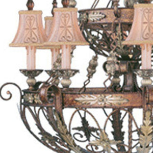 HomeRoots Bronze Twelve-Light Dimmable Chandelier with Cream Shades – Elegant Illumination for Any Space 687878