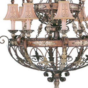 HomeRoots Bronze Twelve-Light Dimmable Chandelier with Cream Shades – Elegant Illumination for Any Space 687878