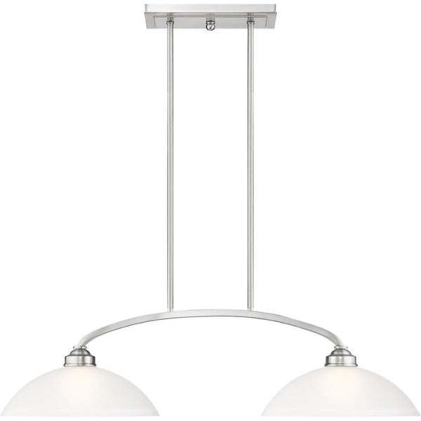 HomeRoots Two Light Dimmable Chandelier – Modern Steel Fixture with Stylish Shades for Customizable Ambiance 687879