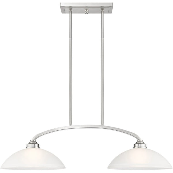 HomeRoots Two Light Dimmable Chandelier – Modern Steel Fixture with Stylish Shades for Customizable Ambiance 687879