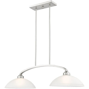 HomeRoots Two Light Dimmable Chandelier – Modern Steel Fixture with Stylish Shades for Customizable Ambiance 687879