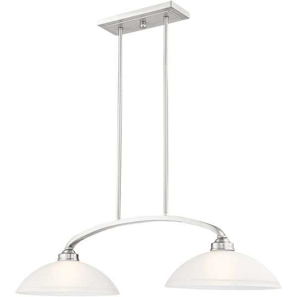 HomeRoots Two Light Dimmable Chandelier – Modern Steel Fixture with Stylish Shades for Customizable Ambiance 687879