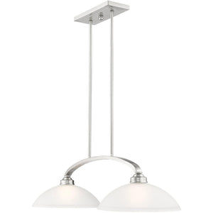 HomeRoots Two Light Dimmable Chandelier – Modern Steel Fixture with Stylish Shades for Customizable Ambiance 687879