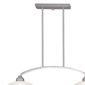 HomeRoots Two Light Dimmable Chandelier – Modern Steel Fixture with Stylish Shades for Customizable Ambiance 687879