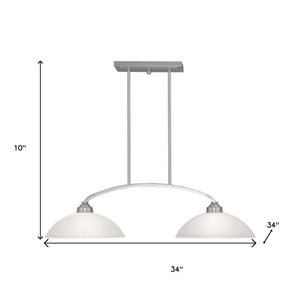 HomeRoots Two Light Dimmable Chandelier – Modern Steel Fixture with Stylish Shades for Customizable Ambiance 687879