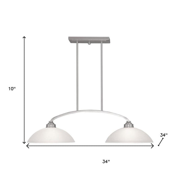 HomeRoots Two Light Dimmable Chandelier – Modern Steel Fixture with Stylish Shades for Customizable Ambiance 687879