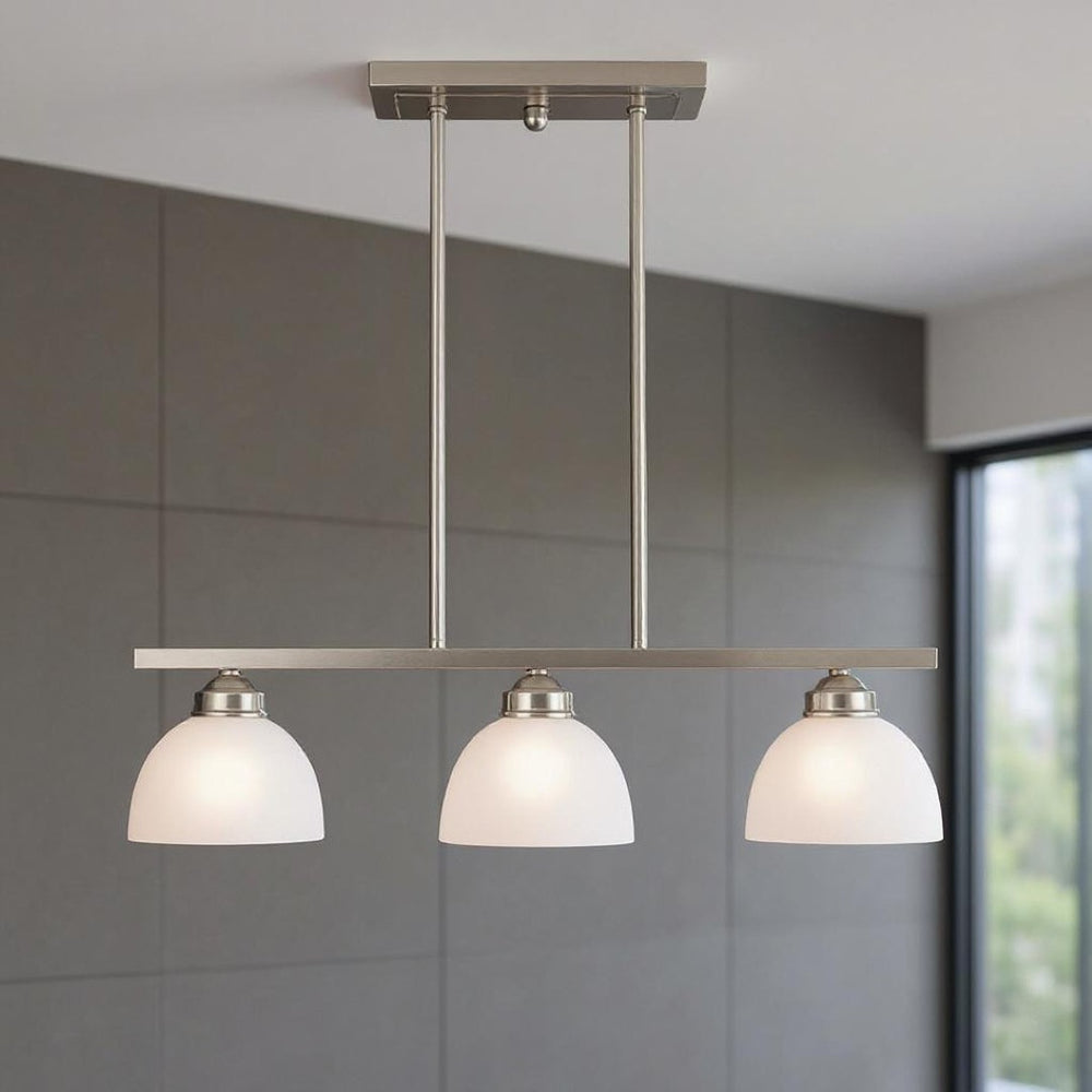 HomeRoots Three Light Dimmable Chandelier - Modern Steel Fixture for Entryways, Dining Rooms & Versatile Spaces 687881