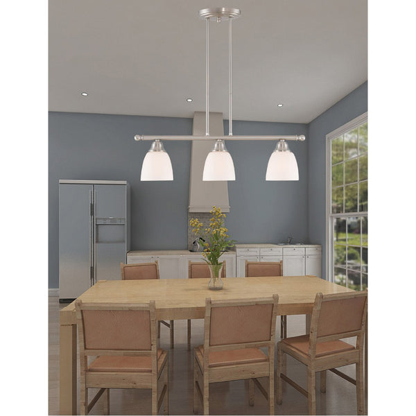 HomeRoots Three Light Dimmable Chandelier - Modern Steel Fixture for Entryways, Dining Rooms & Versatile Spaces 687881
