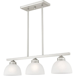 HomeRoots Three Light Dimmable Chandelier - Modern Steel Fixture for Entryways, Dining Rooms & Versatile Spaces 687881