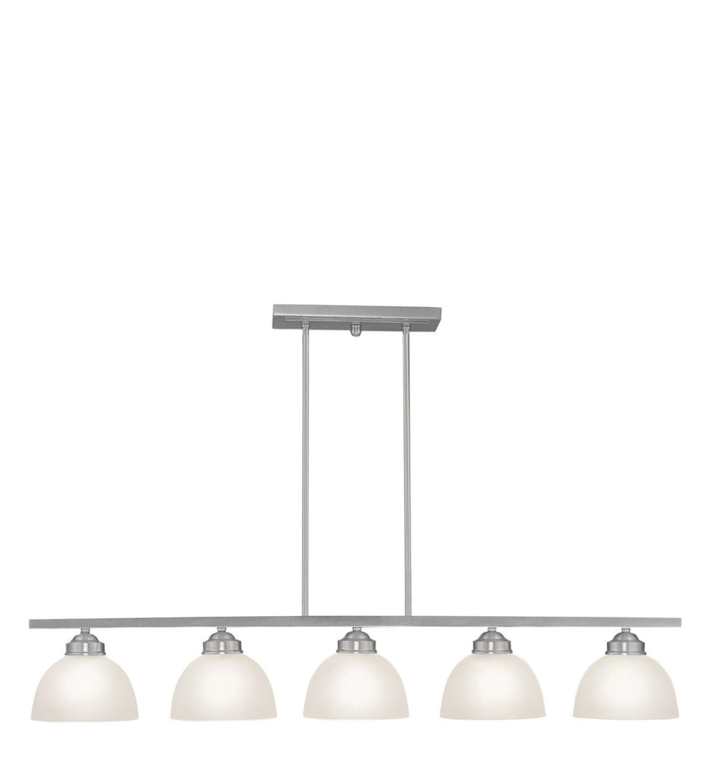 HomeRoots Five Light Dimmable Chandelier – Modern Cylindrical Shades for Elegant Spaces & Adjustable Ambiance 687882