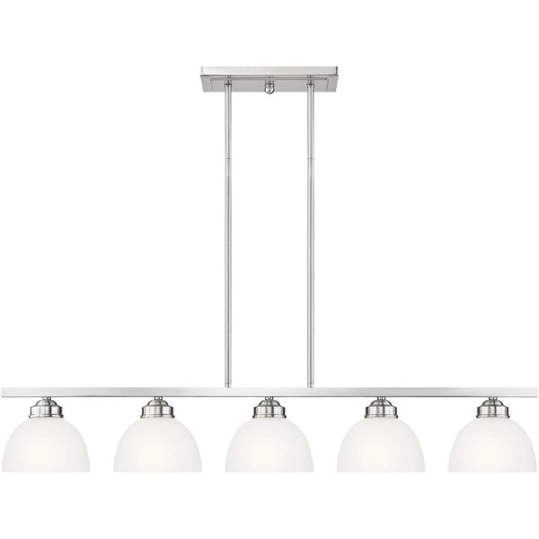 HomeRoots Five Light Dimmable Chandelier – Modern Cylindrical Shades for Elegant Spaces & Adjustable Ambiance 687882
