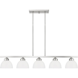 HomeRoots Five Light Dimmable Chandelier – Modern Cylindrical Shades for Elegant Spaces & Adjustable Ambiance 687882