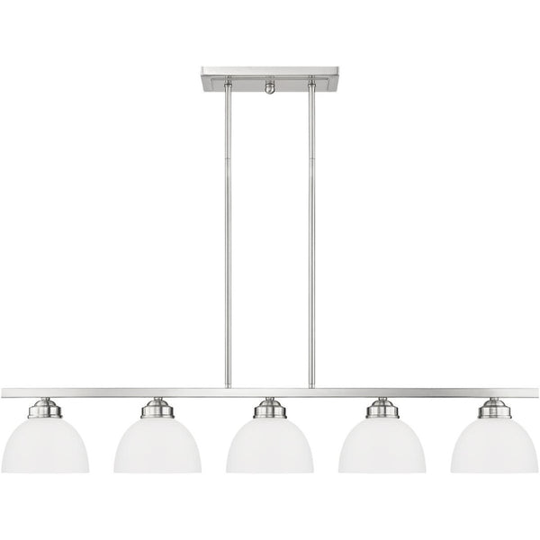 HomeRoots Five Light Dimmable Chandelier – Modern Cylindrical Shades for Elegant Spaces & Adjustable Ambiance 687882