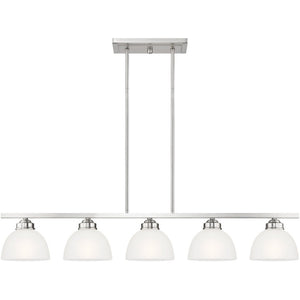 HomeRoots Five Light Dimmable Chandelier – Modern Cylindrical Shades for Elegant Spaces & Adjustable Ambiance 687882