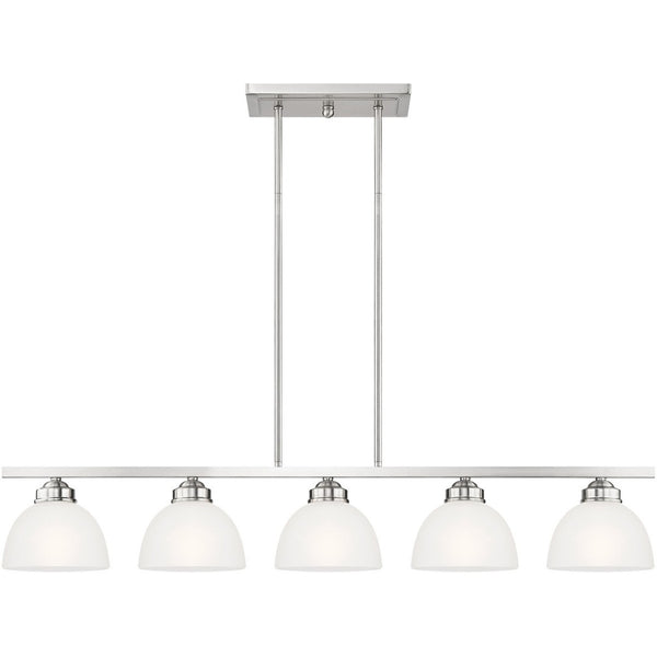HomeRoots Five Light Dimmable Chandelier – Modern Cylindrical Shades for Elegant Spaces & Adjustable Ambiance 687882