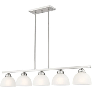 HomeRoots Five Light Dimmable Chandelier – Modern Cylindrical Shades for Elegant Spaces & Adjustable Ambiance 687882