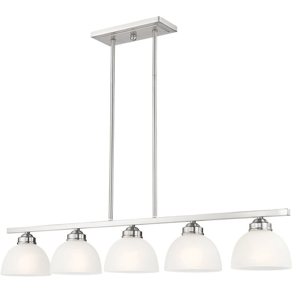 HomeRoots Five Light Dimmable Chandelier – Modern Cylindrical Shades for Elegant Spaces & Adjustable Ambiance 687882