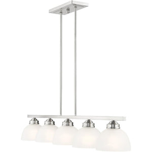 HomeRoots Five Light Dimmable Chandelier – Modern Cylindrical Shades for Elegant Spaces & Adjustable Ambiance 687882