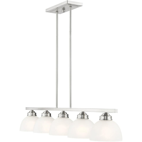 HomeRoots Five Light Dimmable Chandelier – Modern Cylindrical Shades for Elegant Spaces & Adjustable Ambiance 687882