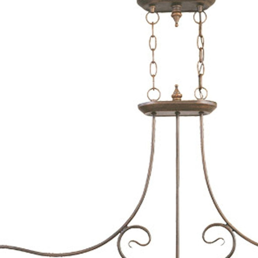 HomeRoots Bronze Three-Light Dimmable Chandelier with Cream Shades – Elegant Metal Design for Modern Spaces 687883