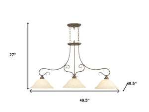 HomeRoots Bronze Three-Light Dimmable Chandelier with Cream Shades – Elegant Metal Design for Modern Spaces 687883